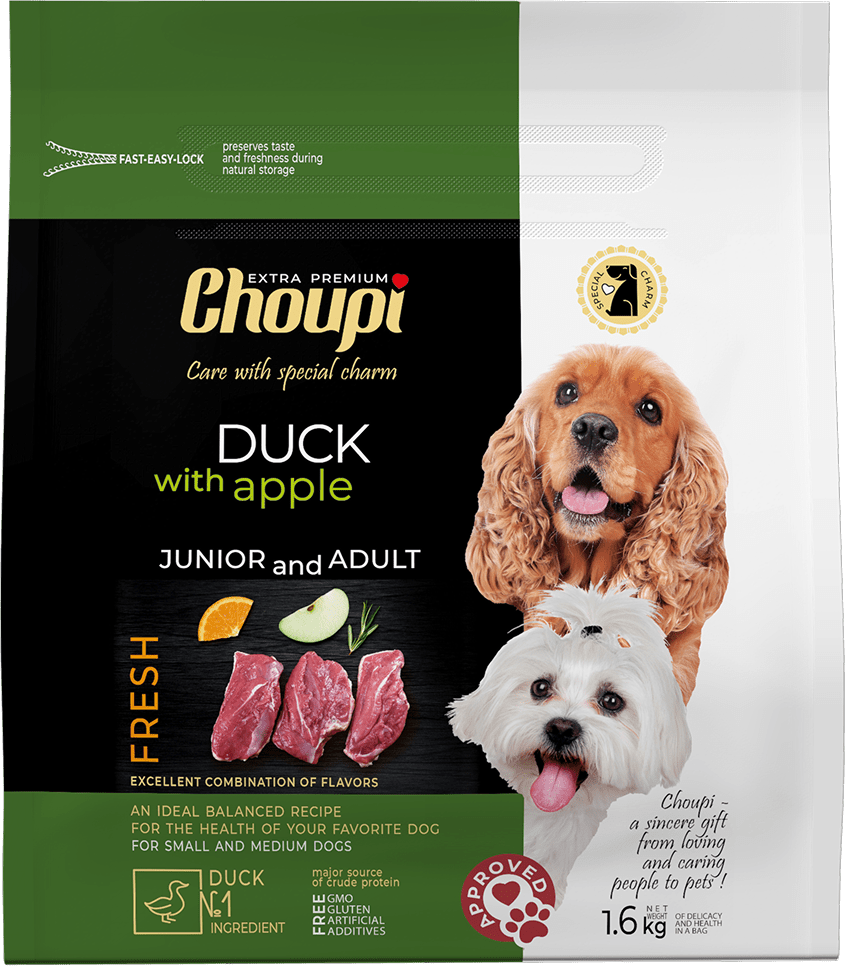 Tørrfôr for hunder - And med eple