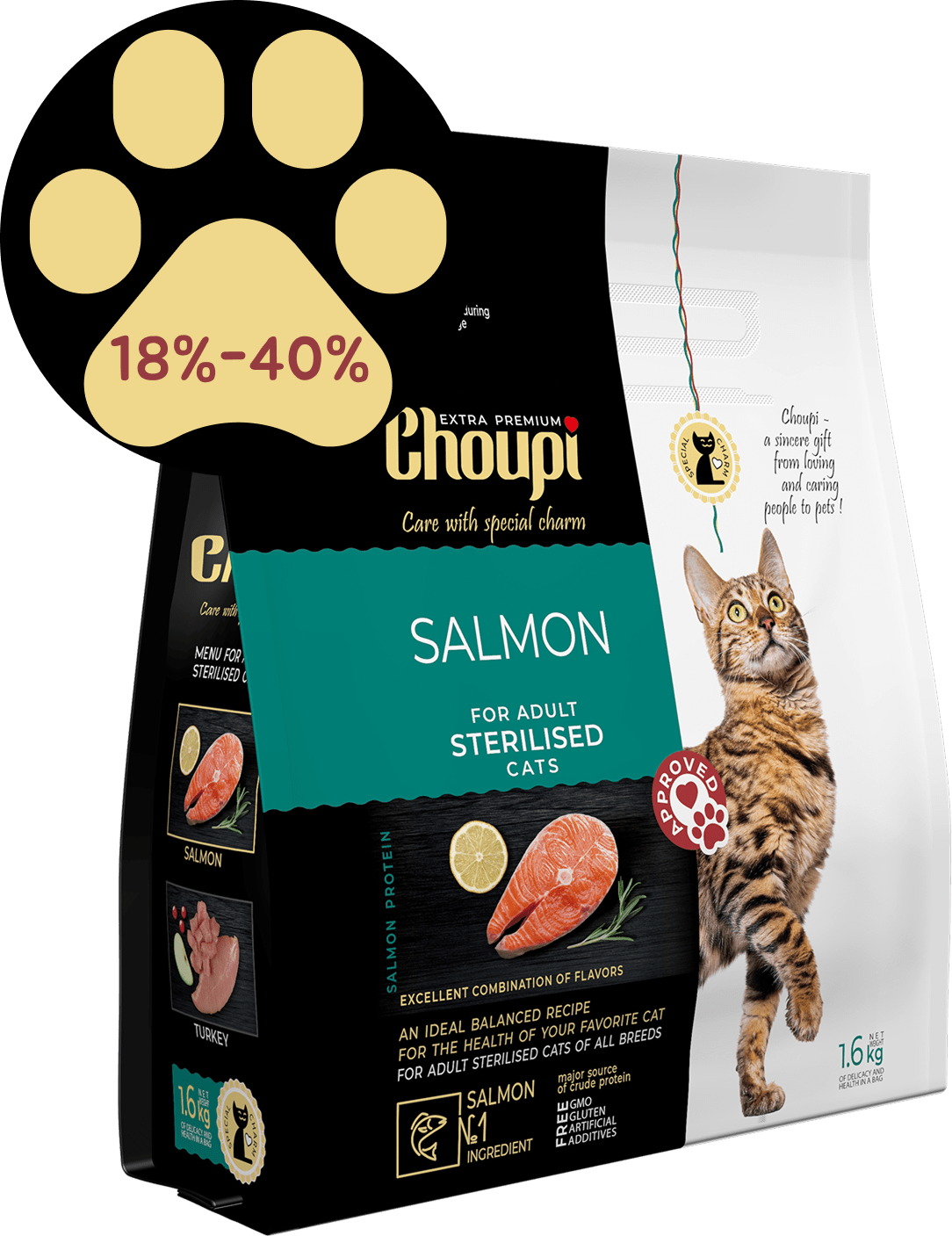 🎁 Dry food for sterilised cats - Salmon (100% off)